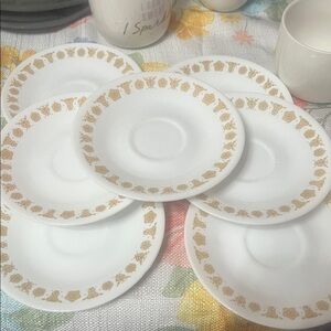 Set of 7 Corelle Livingware 6" Plates Butterfly Gold - Vintage